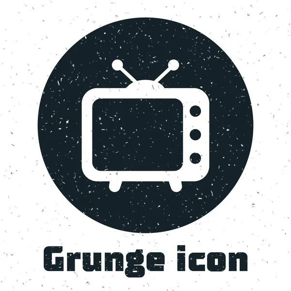 Icône Grunge TV isolée sur fond blanc. Panneau de télévision. Illustration vectorielle — Image vectorielle