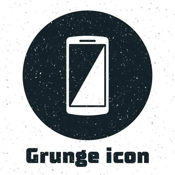 Grunge smartphone, mobil telefon ikon elszigetelt fehér háttérrel. Vektoros illusztráció — Stock Vector