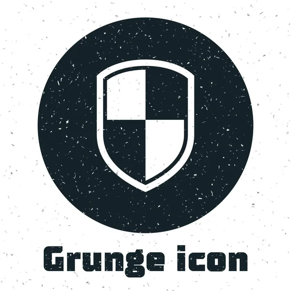 Icône Grunge Shield isolée sur fond blanc. Panneau de garde. Illustration vectorielle — Image vectorielle