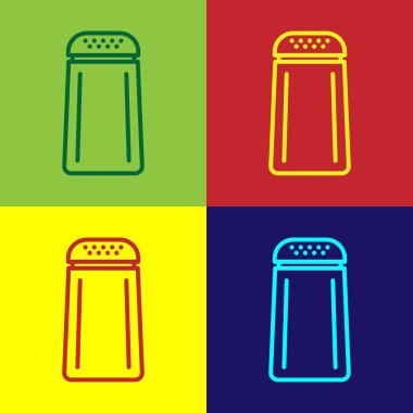 Renk Tuz ve biber simgesi renk arka planda izole. Baharat pişiriyorum. Vektör İllüstrasyonu