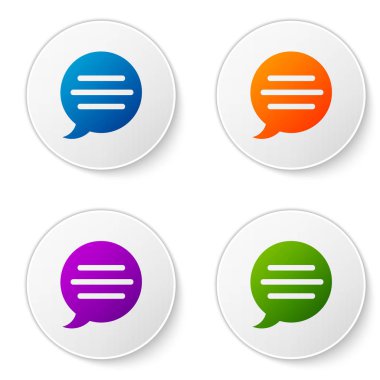 Beyaz arka planda izole renk konuşma kabarcık sohbet simgesi. İleti simgesi. İletişim veya yorum sohbet sembolü. Daire düğmelerinde simgeleri ayarlayın. Vektör Illustration