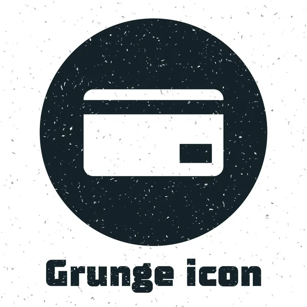 Grunge hitelkártya ikonra elszigetelt fehér háttér. Online fizetés. Készpénzkifizetés. Pénzügyi műveletek. Vásárlás jel. Vektoros illusztráció — Stock Vector