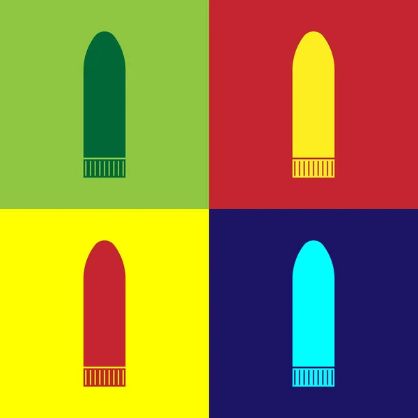 Farb-Dildo-Vibrator für Sexspiele Symbol isoliert auf farbigem Hintergrund. Sexspielzeug für Erwachsene. Vaginal-Trainingsgeräte für Intimität. Vektorillustration — Stockvektor