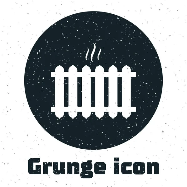 Grunge icône radiateur de chauffage isolé sur fond blanc. Illustration vectorielle — Image vectorielle