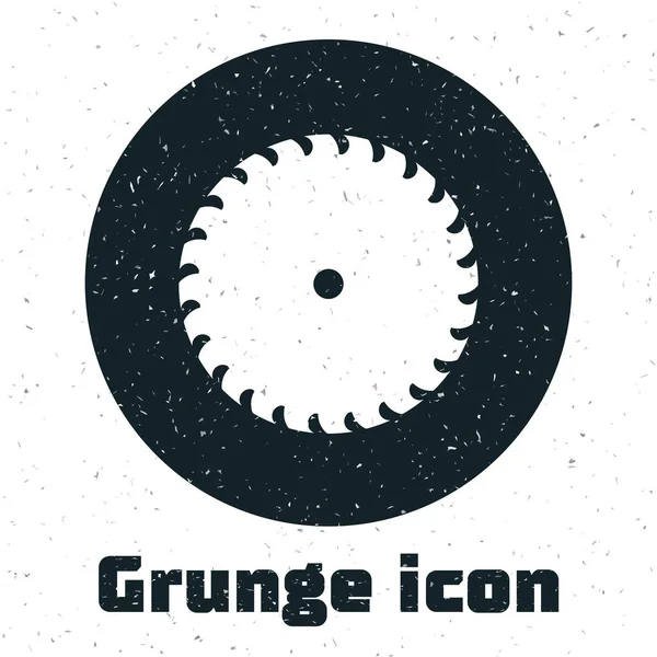 Icono de hoja de sierra circular Grunge aislado sobre fondo blanco. Rueda de sierra. Ilustración vectorial — Archivo Imágenes Vectoriales