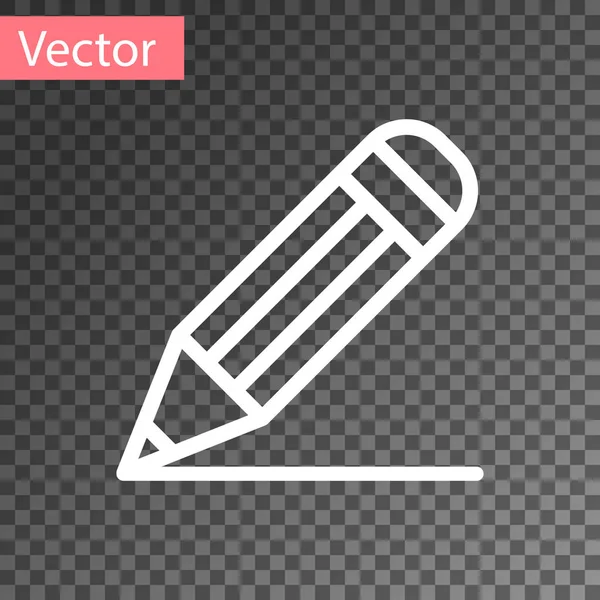 Crayon blanc et icône de ligne isolés sur fond transparent. Panneau éducatif. Outils de dessin et d'éducation. Symbole du bureau scolaire. Illustration vectorielle — Image vectorielle