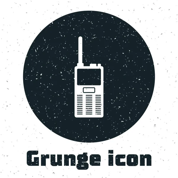 Grunge Walkie talkie icône isolée sur fond blanc. Icône d'émetteur radio portable. Signal émetteur-récepteur radio. Illustration vectorielle — Image vectorielle