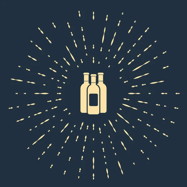 Beige Bottles of wine icon isolated on dark blue background. Abstract circle random dots. Vector Illustration — Stock Vector