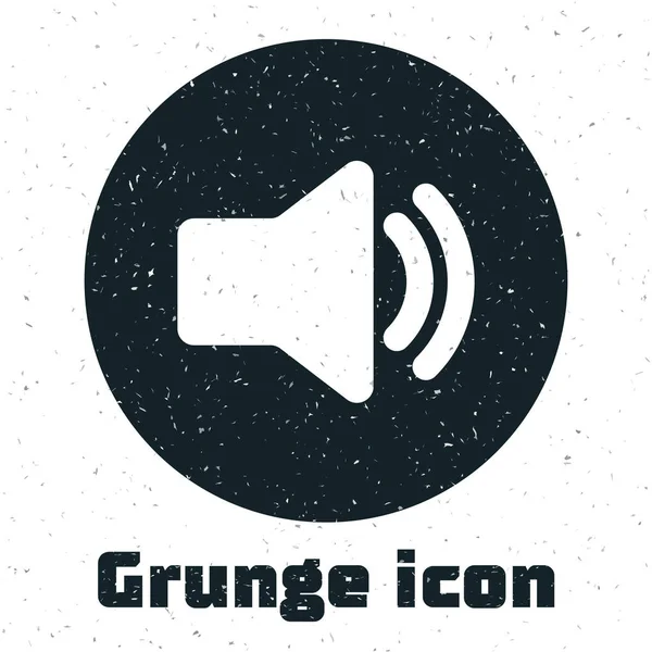 Icône de volume du haut-parleur Grunge - symbole sonore vocal audio, icône de musique multimédia isolée sur fond blanc. Illustration vectorielle — Image vectorielle
