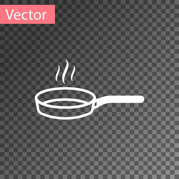 Ícone de frigideira branco isolado em fundo transparente. Símbolo de fritar ou assar alimentos. Ilustração vetorial — Vetor de Stock