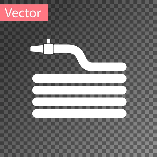 Mangueira de jardim branco ou ícone de mangueira de incêndio isolado no fundo transparente. Ícone de pistola de pulverização. Equipamento de rega. Ilustração vetorial — Vetor de Stock