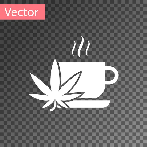 Weißer Tee mit Marihuana oder Cannabisblättern auf transparentem Hintergrund. Marihuana-Legalisierung. Hanf-Symbol. Vektorillustration — Stockvektor