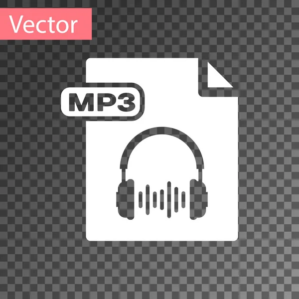 Weiße mp3-Datei Dokument. herunterladen mp3-Taste Symbol isoliert auf transparentem Hintergrund. mp3 Musikformat Zeichen. mp3-Dateisymbol. Vektorillustration — Stockvektor