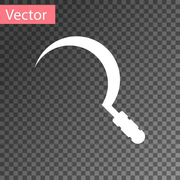 Icona falce bianca isolata su sfondo trasparente. Raccogliere il segnale del gancio. Illustrazione vettoriale — Vettoriale Stock