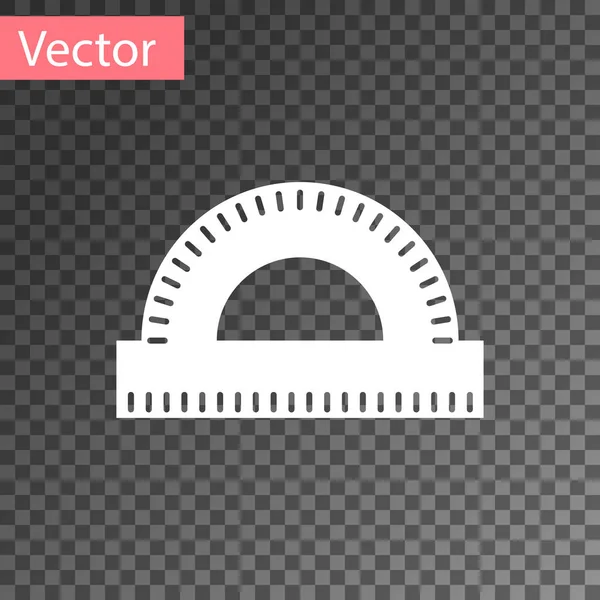 Grade branca do transferidor para medir o ícone dos graus isolado no fundo transparente. Incline o medidor de ângulo. Ferramenta de medição. Símbolo geométrico. Ilustração vetorial — Vetor de Stock