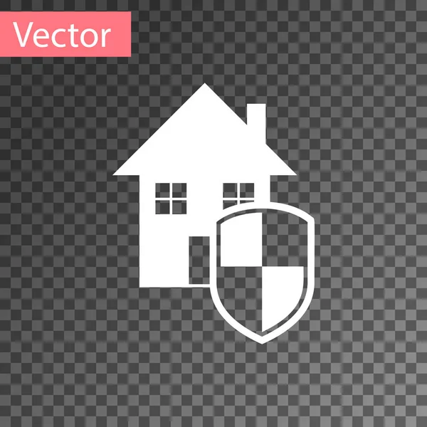 Casa Blanca bajo icono de protección aislado sobre fondo transparente. Hogar y escudo. Protección, seguridad, protección, concepto de defensa. Ilustración vectorial — Vector de stock