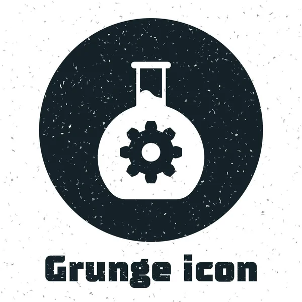 Icono de Grunge Bioengineering aislado sobre fondo blanco. Elemento del icono de la genética y la bioingeniería. Biología, molécula, icono químico. Ilustración vectorial — Vector de stock