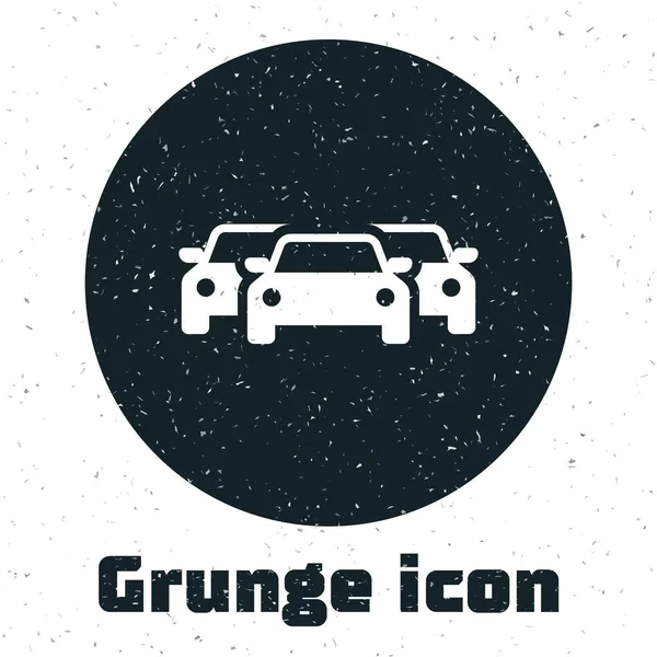 Grunge Cars simgesi beyaz arka plan üzerinde izole. Vektör İllüstrasyonu — Stok Vektör