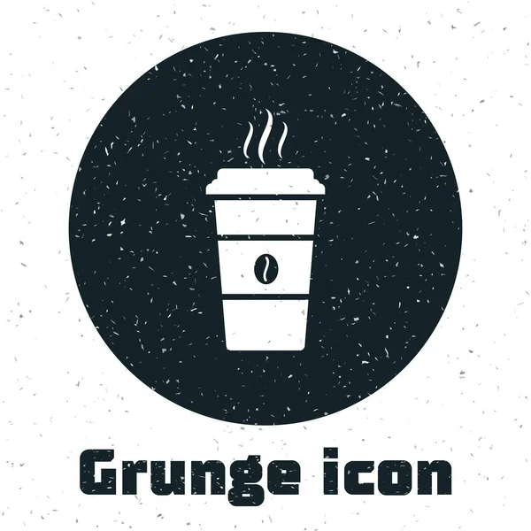 Grunge icono taza de café aislado sobre fondo blanco. taza de café desechable con café caliente. Ilustración vectorial — Vector de stock