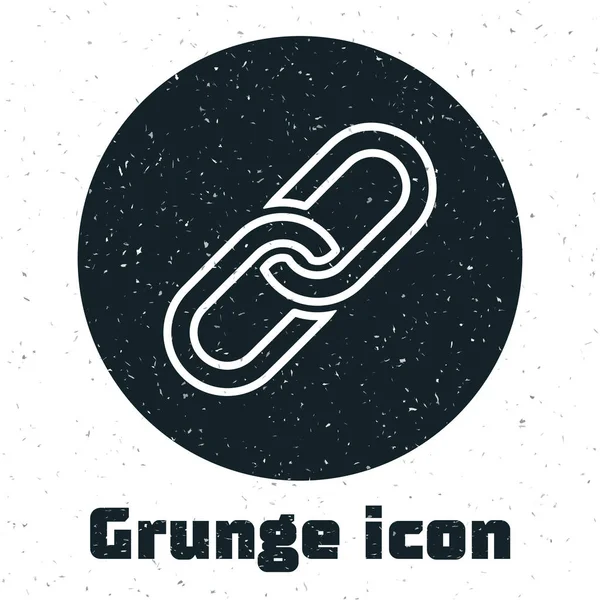 Grunge Icono de eslabón de cadena aislado sobre fondo blanco. Enlace único. Ilustración vectorial — Vector de stock