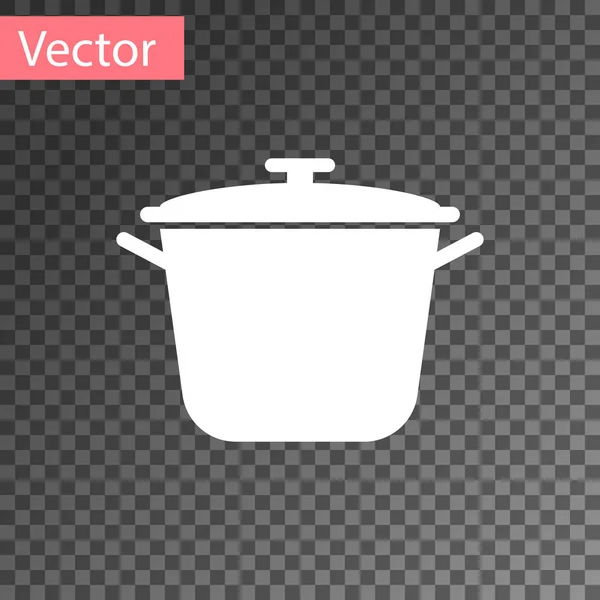 Weißes Kochtopfsymbol auf transparentem Hintergrund. Essen kochen oder schmoren. Vektorillustration — Stockvektor