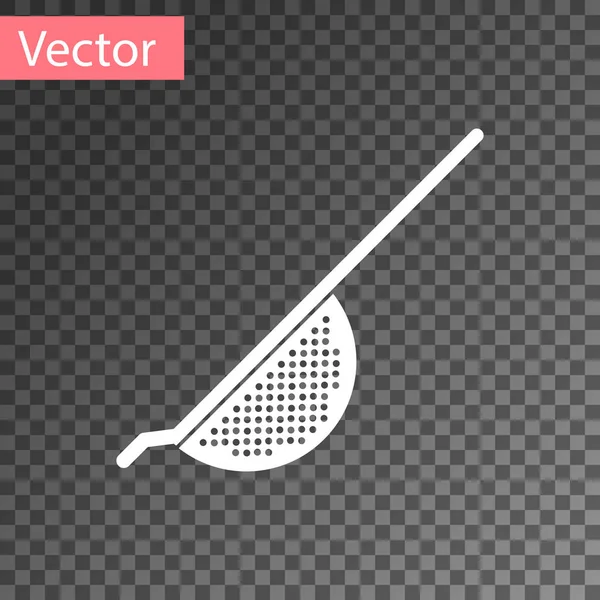 Icono de colador de cocina blanca aislado sobre fondo transparente. Utensil de cocina. Signo de cubertería. Ilustración vectorial — Vector de stock