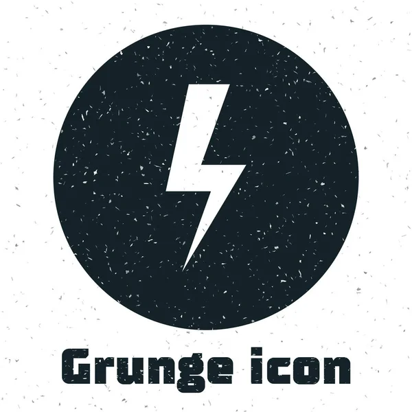 Grunge Lightning perno icono aislado sobre fondo blanco. Icono de flash. Icono de flash de carga. Rayo de trueno. Huelga de iluminación. Ilustración vectorial — Vector de stock