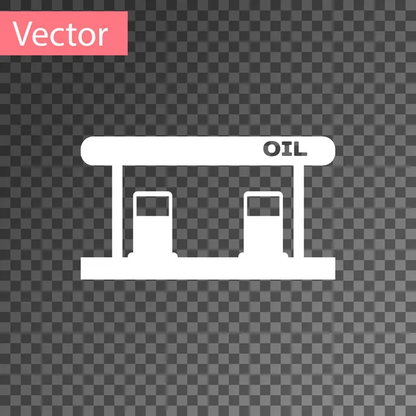 Weißes Tankstellensymbol isoliert auf transparentem Hintergrund. Verkehrsbezogene Dienstleistungsgebäude Tankstelle und Ölstation. Vektorillustration — Stockvektor