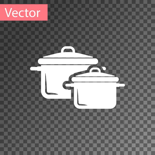 Beyaz Pişirme pot simgesi şeffaf arka plan üzerinde izole. Kaynatın veya güveç gıda sembolü. Vektör İllüstrasyonu — Stok Vektör