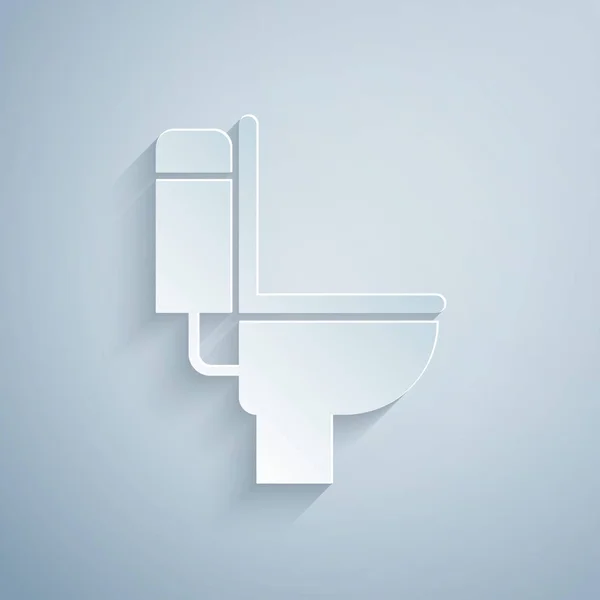 Řez papíru WC miska ikona izolované na šedém pozadí. Papírový styl. Vektorová ilustrace — Stockový vektor