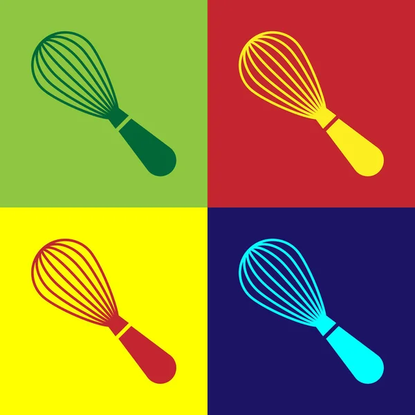Kleur keuken garde pictogram geïsoleerd op kleur achtergrond. Koken gebruiksvoorwerp, ei klopper. Bestek teken. Voedsel mix symbool. Vector illustratie — Stockvector