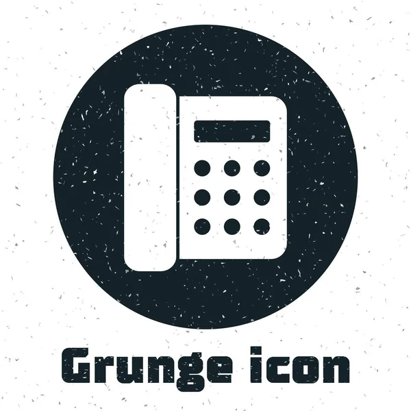 Grunge telefon ikona je izolovaná na bílém pozadí. Telefon na linku. Vektorová ilustrace — Stockový vektor