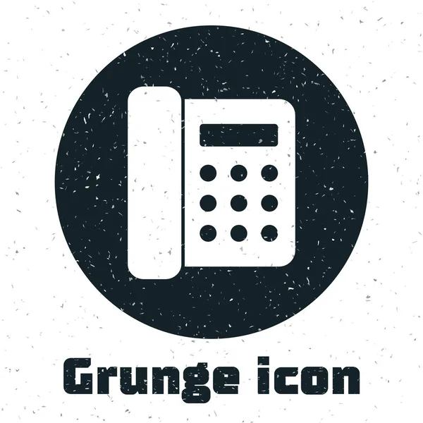 Icono de teléfono grunge aislado sobre fondo blanco. Teléfono fijo. Ilustración vectorial — Vector de stock