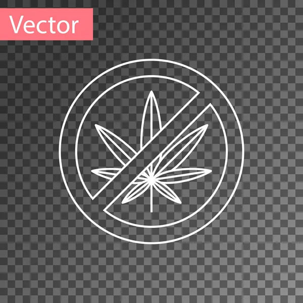 White Stop Marihuana oder Cannabis Blatt Symbol isoliert auf transparentem Hintergrund. Kein Rauchen von Marihuana. Hanf-Symbol. Vektorillustration — Stockvektor