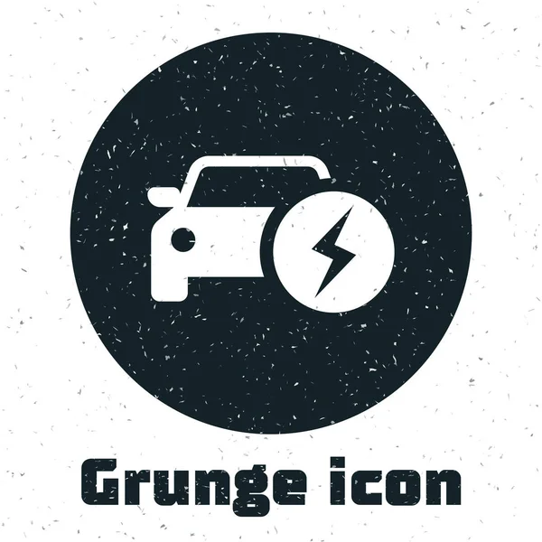 Grunge elektrická dobíjecí ikona nabíjecího konektoru je izolována na bílém pozadí. Obnovitelné ekologické technologie. Vektorová ilustrace — Stockový vektor
