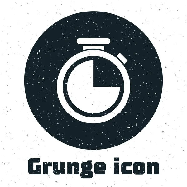 Ikon Grunge Stopwatch terisolasi pada latar belakang putih. Tanda waktu. Ilustrasi Vektor - Stok Vektor