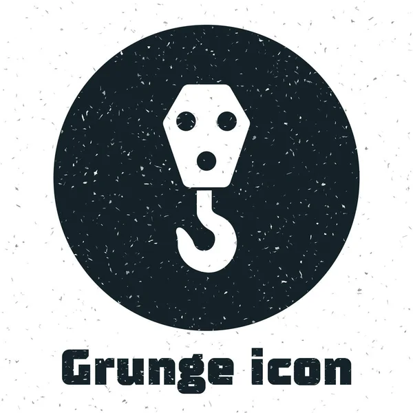 Grunge-Industriehaken-Symbol isoliert auf weißem Hintergrund. Kranhaken-Symbol. Vektorillustration — Stockvektor