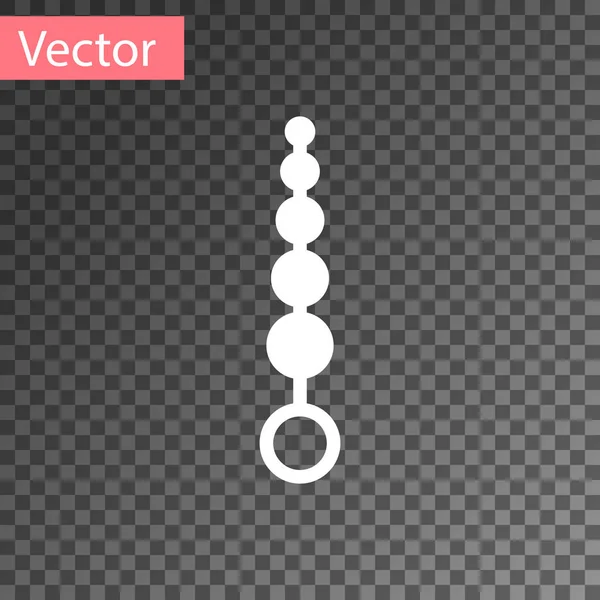 透明な背景に分離された白い肛と来るビーズのアイコン。肛とボールはサインします。フェティッシュアクセサリー。男性と女性のためのセックスおもちゃ。ベクトルイラストレーション — ストックベクタ
