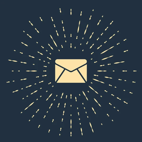 Beige Umschlagsymbol isoliert auf dunkelblauem Hintergrund. E-Mail-Nachricht Brief Symbol. abstrakte Kreis zufällige Punkte. Vektorillustration — Stockvektor