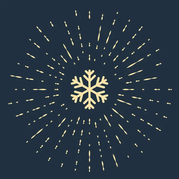 BeigeSnowflake ícone isolado no fundo azul escuro. Pontos aleatórios de círculo abstrato. Ilustração vetorial — Vetor de Stock