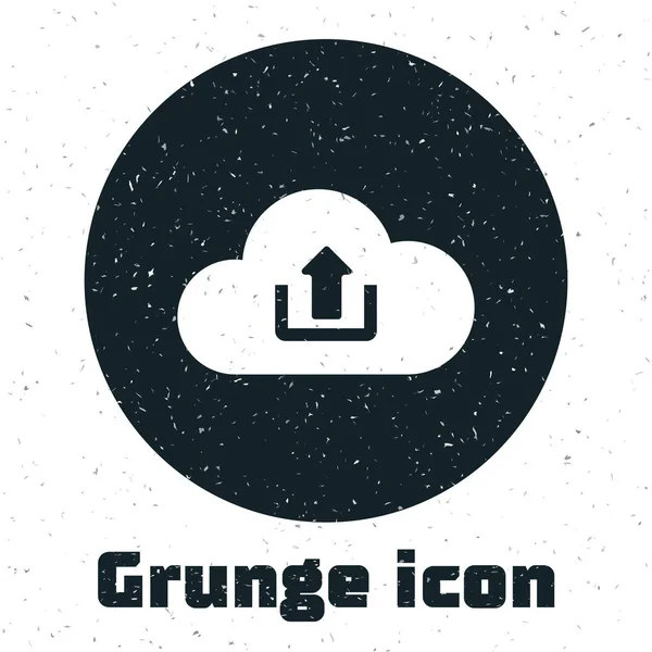 Значок Grunge Cloud upload на белом фоне. Векторная миграция — стоковый вектор