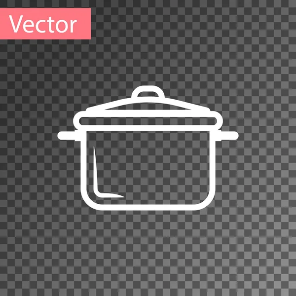 Weißes Kochtopfsymbol auf transparentem Hintergrund. Essen kochen oder schmoren. Vektorillustration — Stockvektor