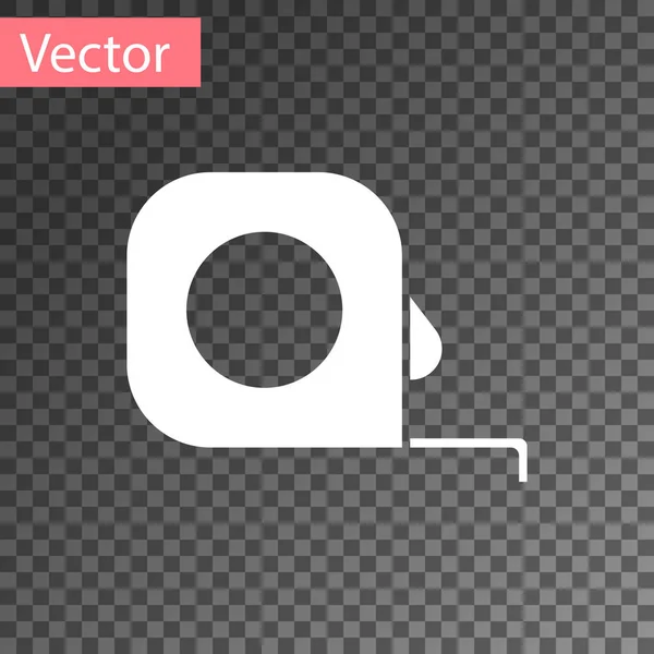 Icona di costruzione Roulette bianca isolata su sfondo trasparente. Simbolo della misura del nastro. Illustrazione vettoriale — Vettoriale Stock