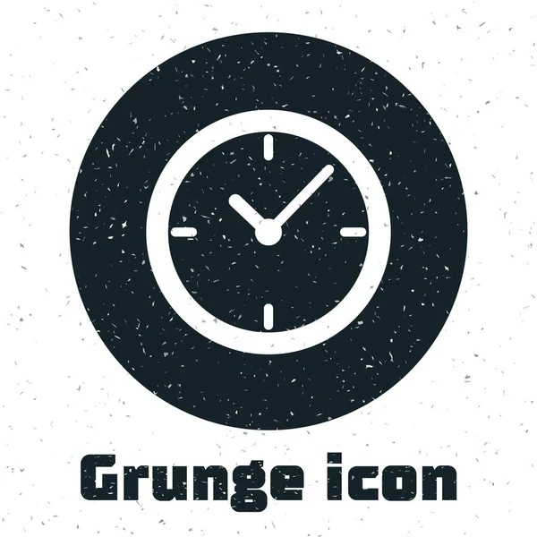 Grunge-Uhr-Symbol isoliert auf weißem Hintergrund. Vektorillustration — Stockvektor