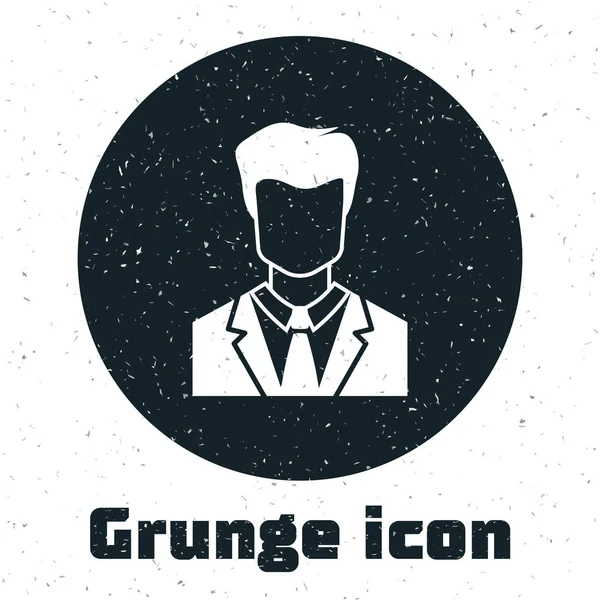 Grunge Kullanıcı iş elbisesi simgesi beyaz arka plan üzerinde izole adam. İş avatarı simgesi - kullanıcı profili simgesi. Erkek kullanıcı işareti. Vektör İllüstrasyonu — Stok Vektör