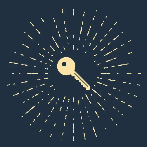 Icono Beige Key aislado sobre fondo azul oscuro. Puntos aleatorios de círculo abstracto. Ilustración vectorial — Vector de stock