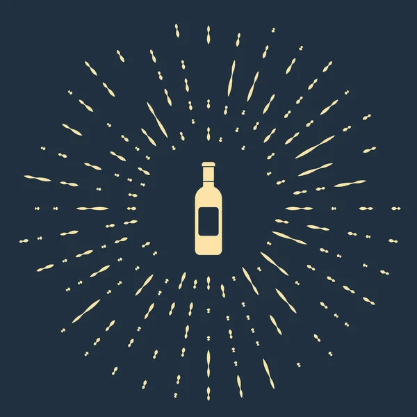 Beige Flasche Wein Ikone isoliert auf dunkelblauem Hintergrund. abstrakte Kreis zufällige Punkte. Vektorillustration — Stockvektor