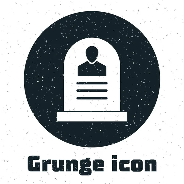 Grunge-Grabstein mit aufgedrucktem Rip-Symbol auf weißem Hintergrund. Grab-Symbol. Vektorillustration — Stockvektor