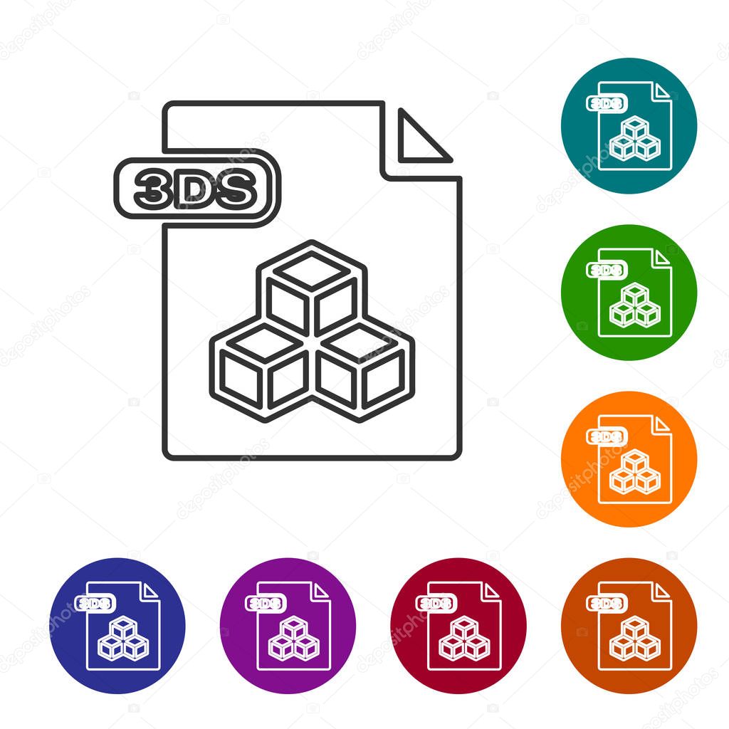 Grey Line 3ds File Document Download 3ds Button Icon Isolated On White Background 3ds File Symbol Set Icons In Color Circle Buttons Vector Illustration Premium Vector In Adobe Illustrator Ai