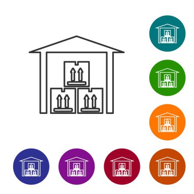 Beyaz arka planda gri çizgi Ambar simgesi. Simgeleri renk çemberi düğmelerinde ayarlayın. Vektör İllüstrasyonu